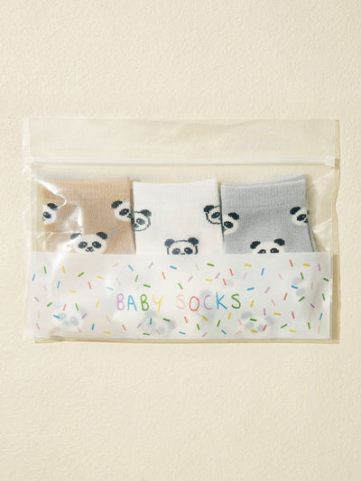 3pairs Baby Panda Print Socks