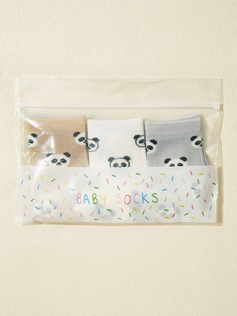 3pairs Baby Panda Print Socks