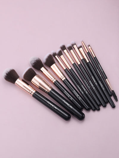 12pcs Letter Graphic Handle Makeup Brush Set