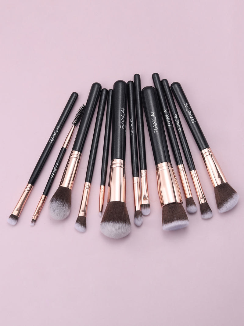 12pcs Letter Graphic Handle Makeup Brush Set