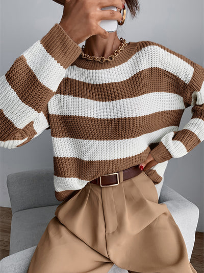 Drop Shoulder Striped Sweater