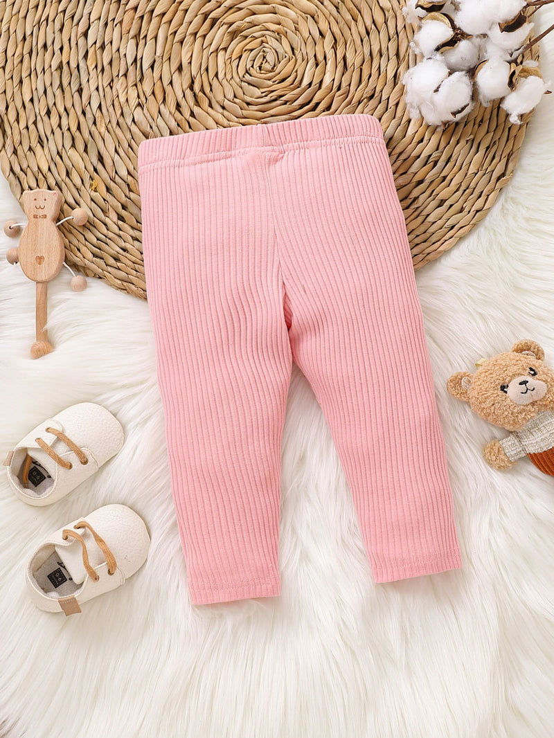 Baby Panda Embroidery Rib knit Leggings