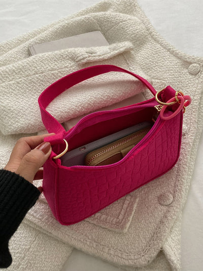 Mini Neon Pink Chain Baguette Bag