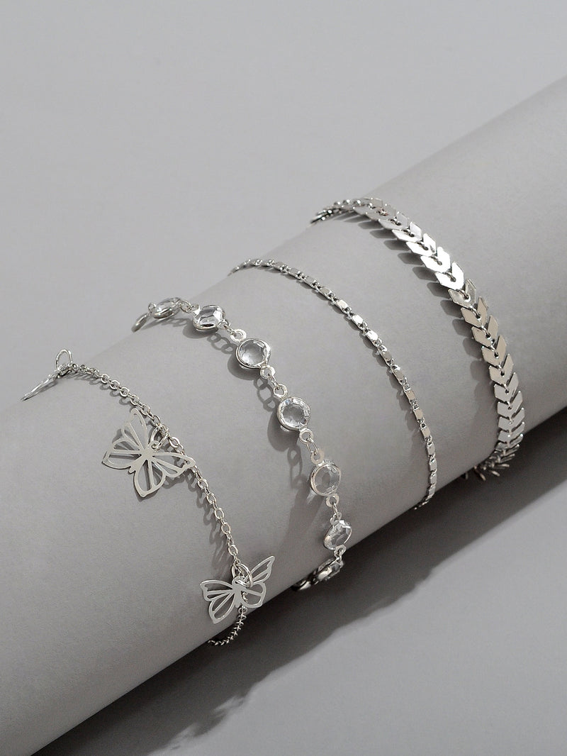 4pcs Butterfly Charm Anklet