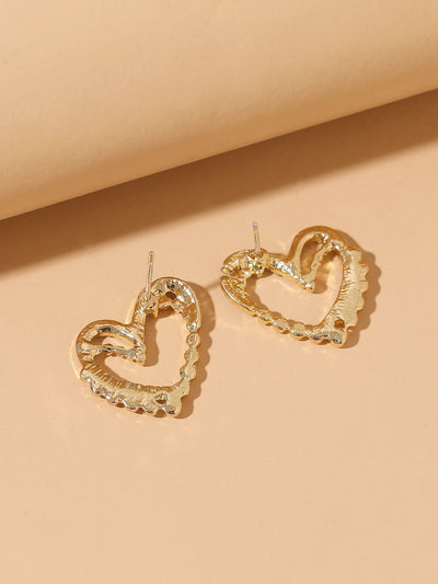 Rhinestone Heart Stud Earrings