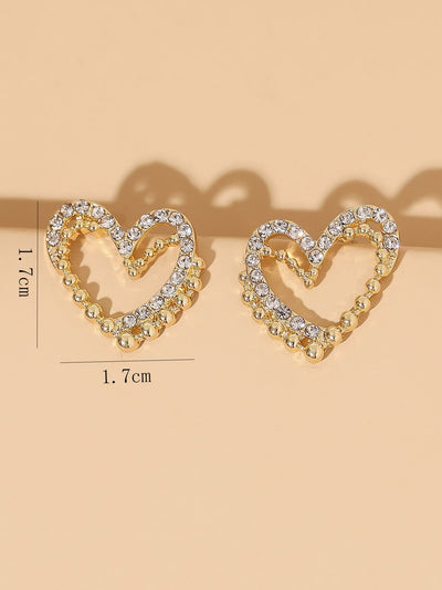 Rhinestone Heart Stud Earrings