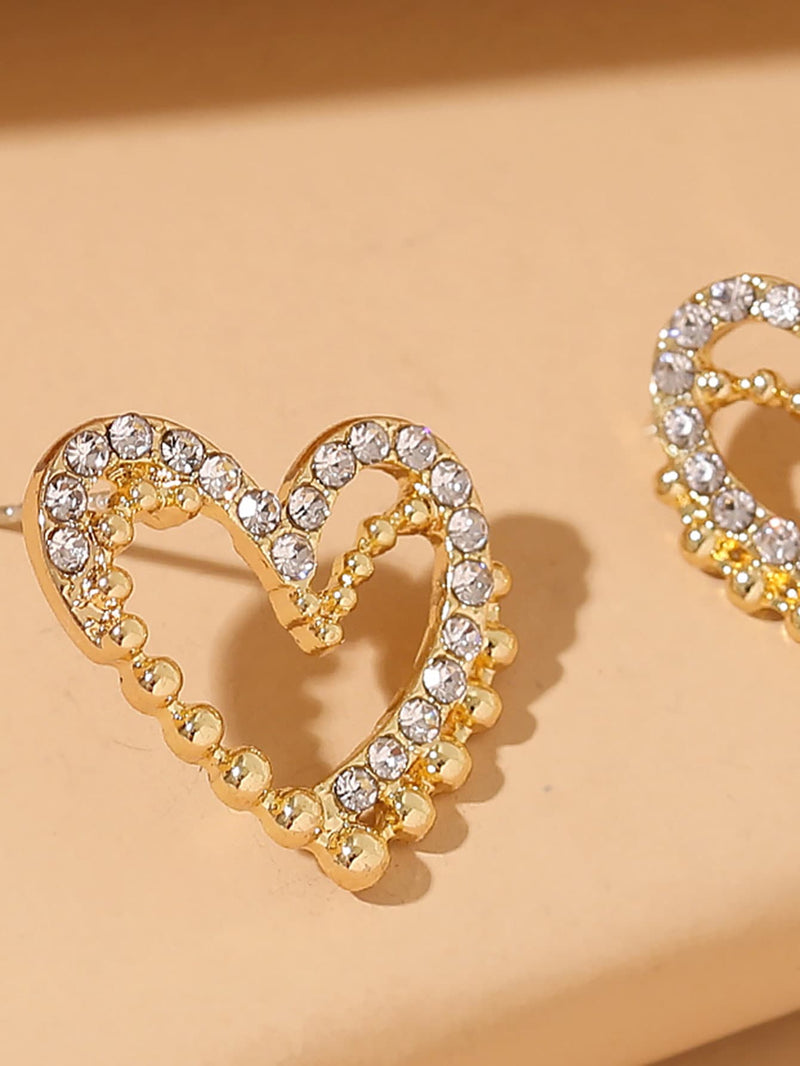 Rhinestone Heart Stud Earrings