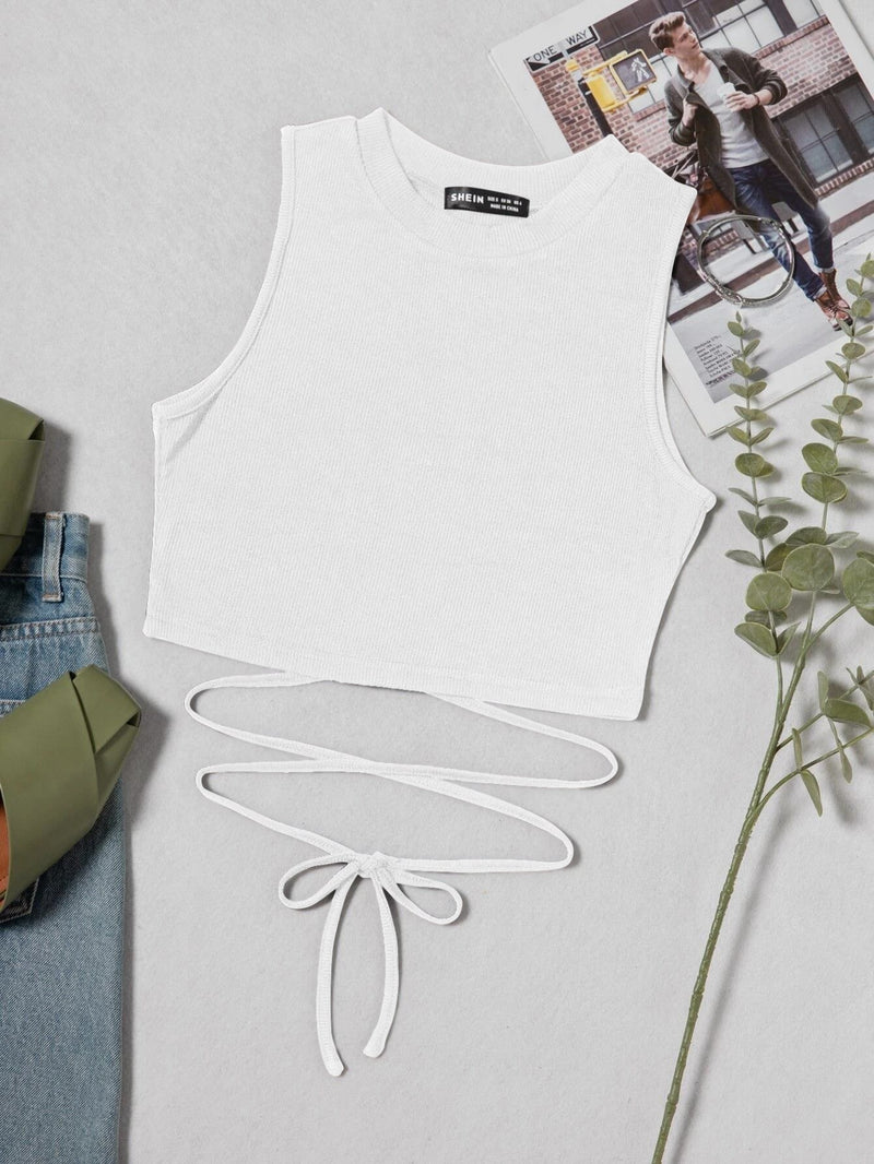 Lace Up Waist Tank Top