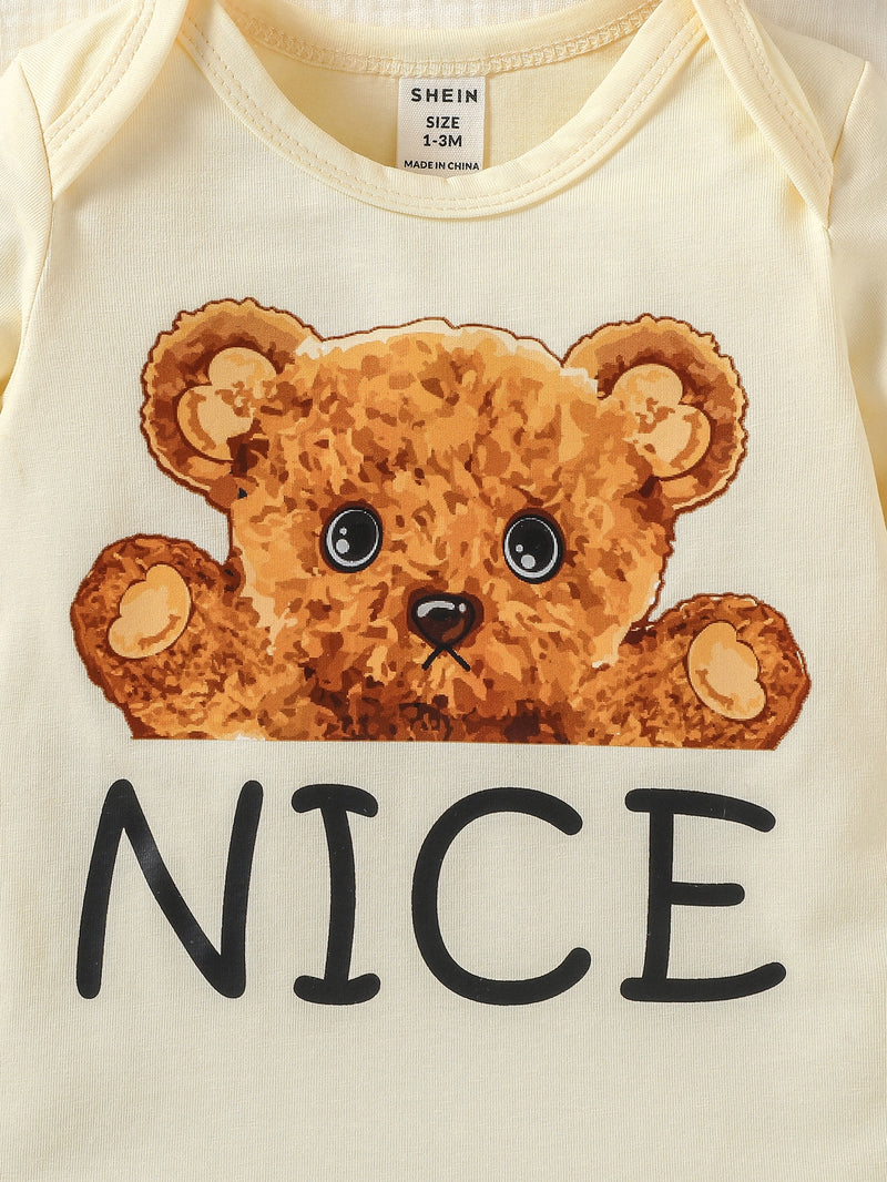 Newborn Baby Bear And Letter Graphic Bodysuit