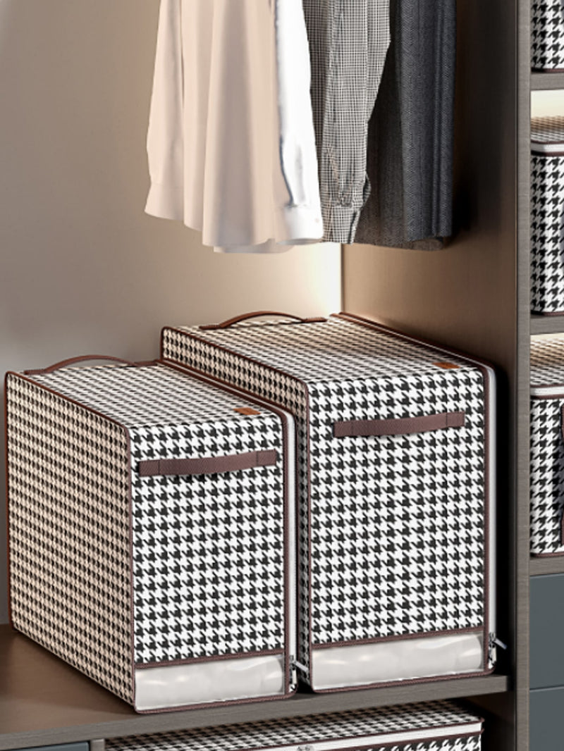 1pc Houndstooth Pattern Clothes Storage Bag