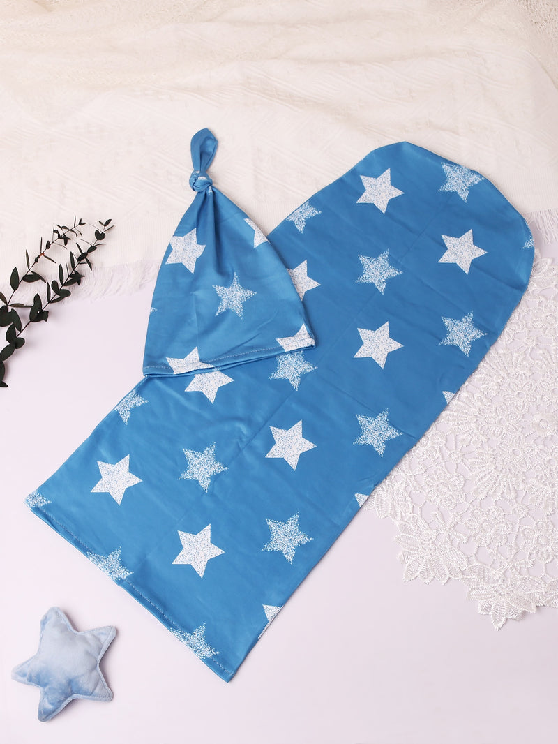 Newborn Star Print Blanket Hat Photo Outfit