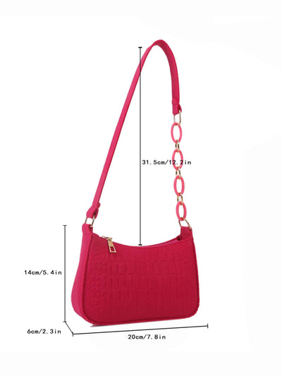 Mini Neon Pink Chain Baguette Bag