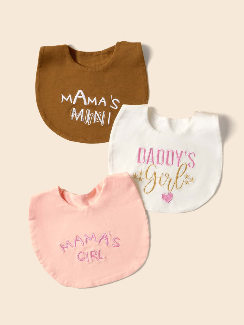 2pcs Baby Random Color Letter Embroidered Bib