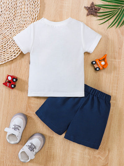 Baby Excavator Print Tee Shorts