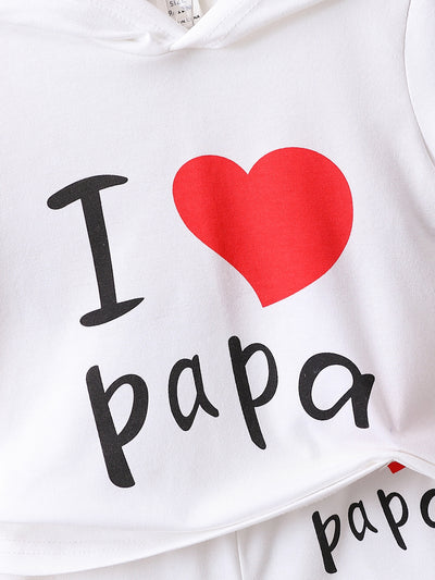 Baby Heart Letter Graphic Hooded Tee Shorts