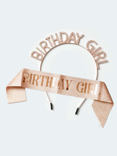 2pcs set Glitter Birthday Party Hair Hoop Sash Modern Elegant Letter Graphic Satin Sash Decor Party Supply Favor For Birthday Party