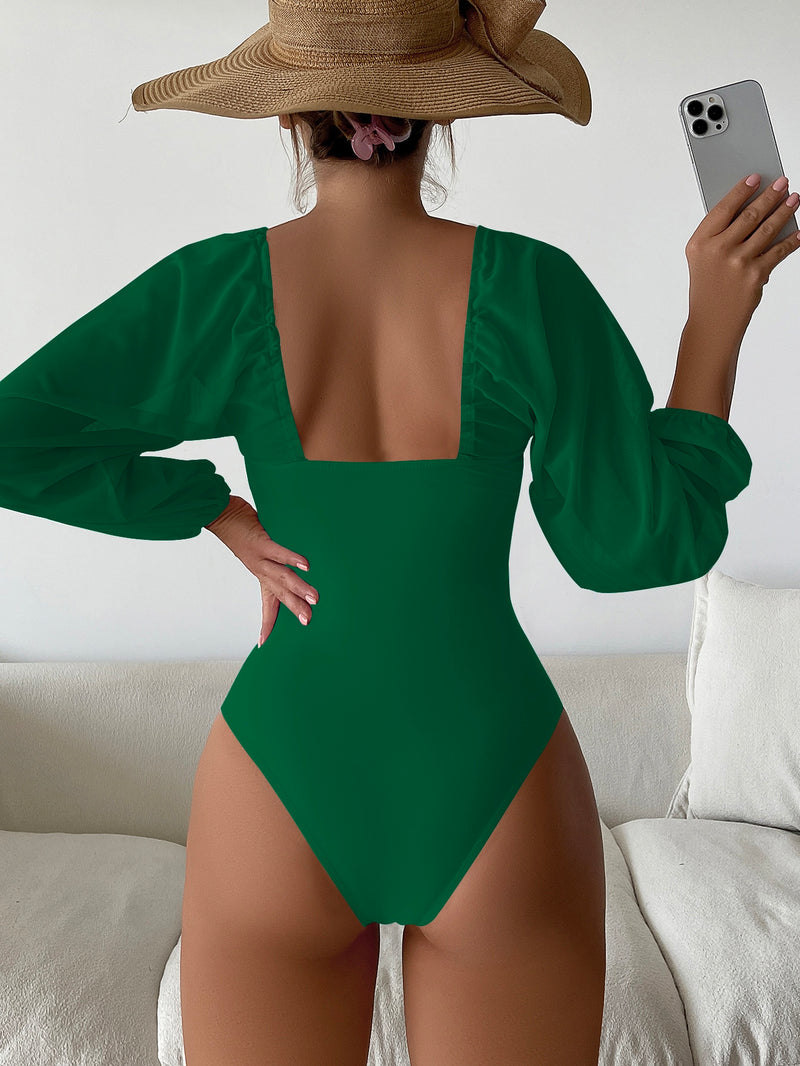 Cut Out Ring Linked One Piece Swimsuit