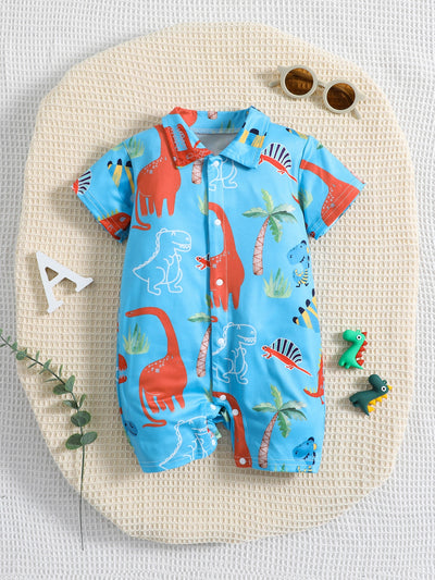 Baby Dinosaur Print Button Front Romper