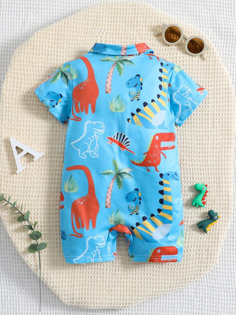 Baby Dinosaur Print Button Front Romper