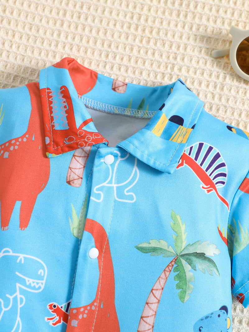 Baby Dinosaur Print Button Front Romper