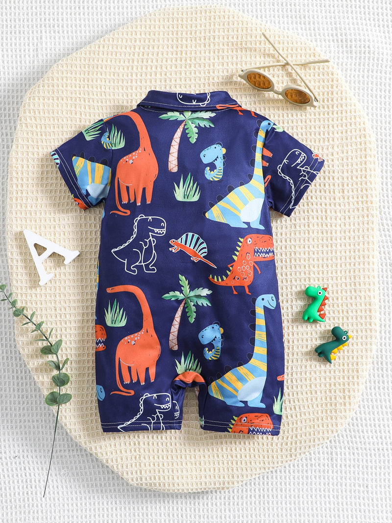 Baby Dinosaur Print Button Front Romper