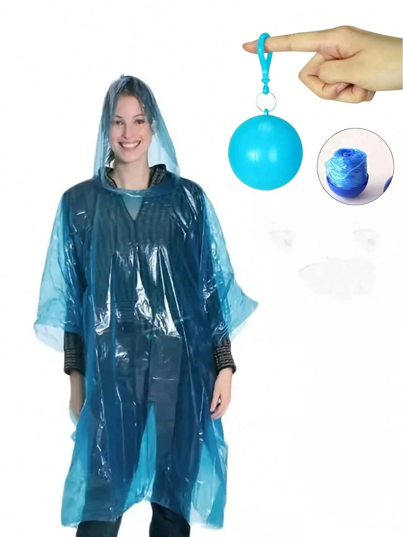 1pc Disposable Raincoat Keychain Emergency Rain Coat For Hiking And Camping