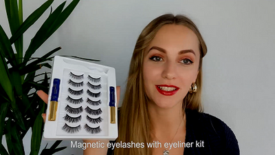Mgtel Magnetic Eyelashes 7 Pairs Magnetic Lashes with 2 Tubes Magnetic Eyeliner Kit, Reusable False Eyelashes Magnetic 3D Natural Look, Easy to Apply Waterproof Long Lasting
