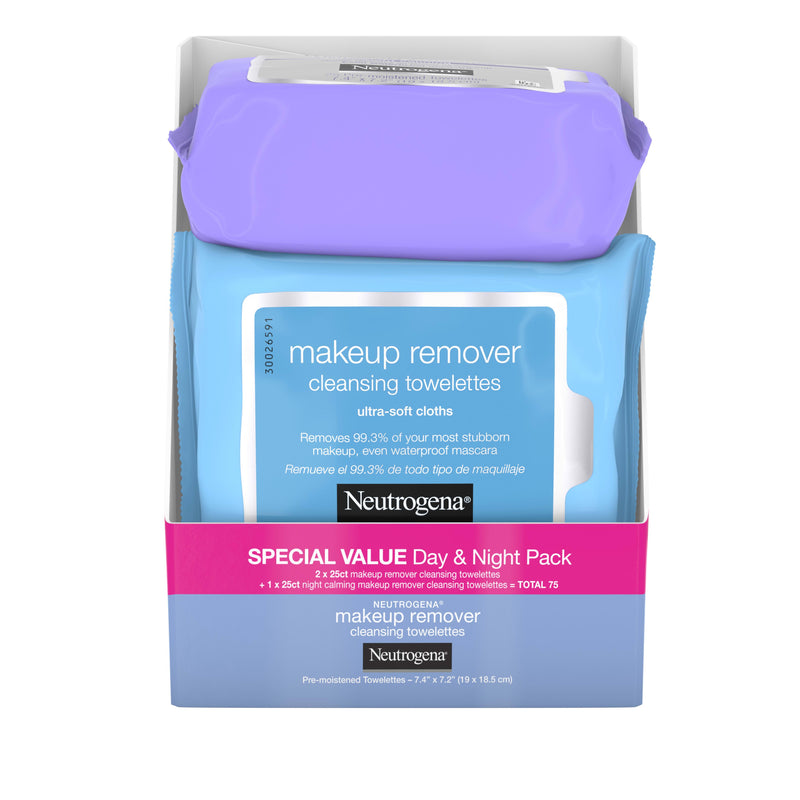 Neutrogena Day & Night Face Cleansing Towelettes, 3 Pack, 25 Count