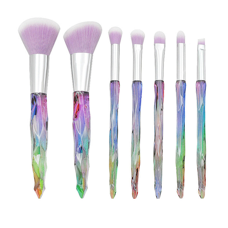 7pcs Makeup Brush Set Crystal Handle Cosmetic Brushes for Foundation Powder Concealer Eye Shadow - Color 1 purple