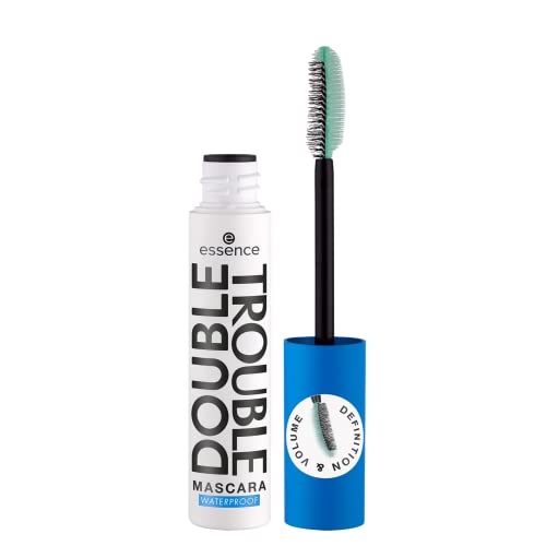 essence | Double Trouble Mascara Waterproof | 2-in-1 Fiber & Elastomer Brushes | Curling, Defining, Lengthening & Longlasting | Vegan & Cruelty Free | Made Without Parabens, Oil, Alcohol & Microplastic Particles