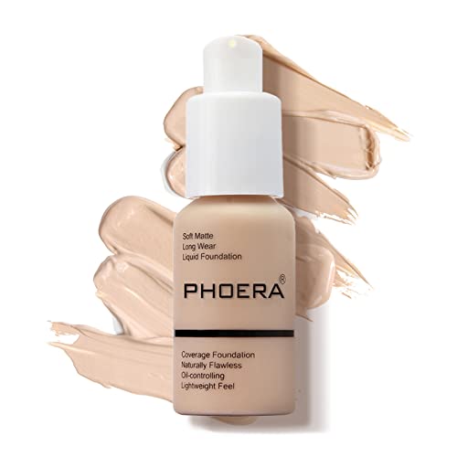 PHOERA Foundation Makeup Naturally Liquid Foundation Full Coverage Mattle Oil-Control