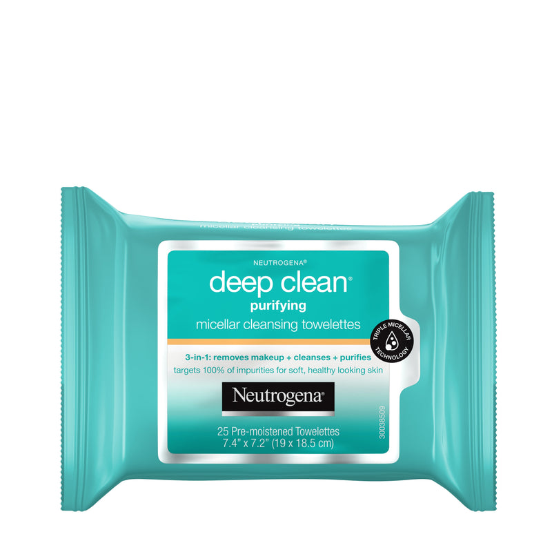 Neutrogena Deep Clean Micellar Cleansing Makeup Remover Wipes, 25 Count