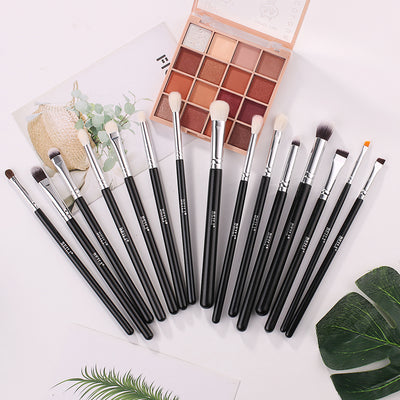 BEILI Eye Makeup Brushes Set 15pcs Contour Eyeliner Eyeshadow Eyebrow Concealers Makeup Brush Kit(Black)