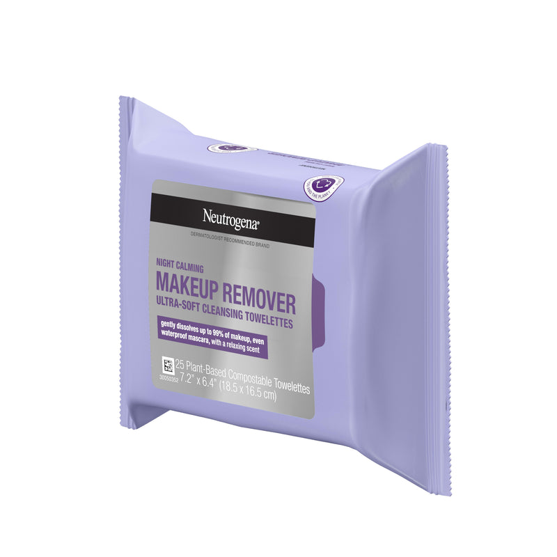 Neutrogena Makeup Remover Wipes and Face Cleansing Towelettes Night Calming, 25 ct