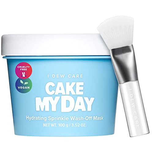 I DEW CARE Cake My Day Wash Off Facial Mask + Soft Silicone Face Mask Brush Applicator Bundle