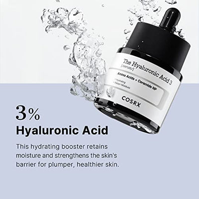 COSRX Pure Hyaluronic acid 3% Serum with Sodium Hyaluronic Acid, Hydration & Moisture Boosting Facial Serum for Fine Lines and Wrinkles, Plump and Repair Dry Skin, 0.67 fl.oz / 20 ml, Animal Testing-Free, Artificial Fragrance-Free, Parabens-Free