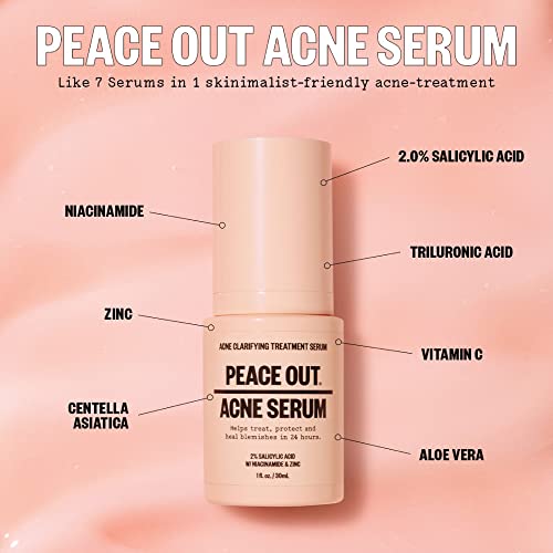 Peace Out Skincare Acne Serum. Daily Face Serum with Salicylic Acid to Treat, Protect and Prevent Breakouts (1 fl oz)