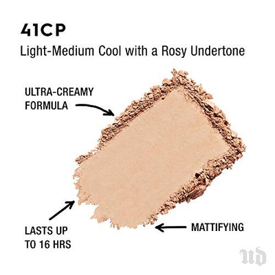 URBAN DECAY Stay Naked The Fix Powder Foundation, 41CP Matte Finish Lasts Up To 16 Hours, Water & Sweat-Resistant, Comes with Charcoal-Infused Sponge, 0.21 Oz
