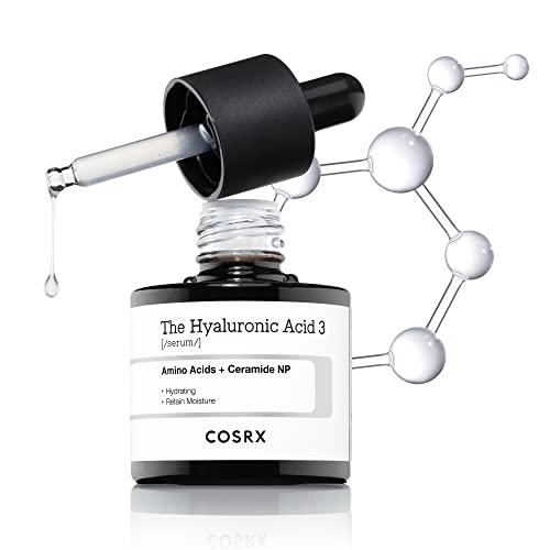 COSRX Pure Hyaluronic acid 3% Serum with Sodium Hyaluronic Acid, Hydration & Moisture Boosting Facial Serum for Fine Lines and Wrinkles, Plump and Repair Dry Skin, 0.67 fl.oz / 20 ml, Animal Testing-Free, Artificial Fragrance-Free, Parabens-Free