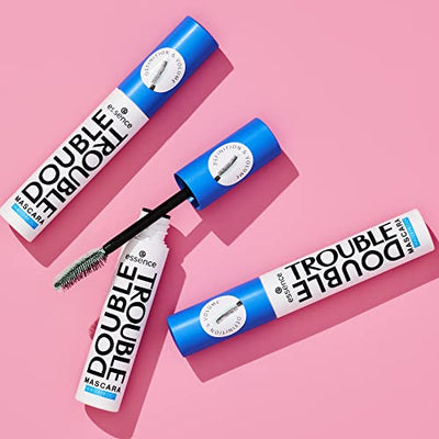 essence | Double Trouble Mascara Waterproof | 2-in-1 Fiber & Elastomer Brushes | Curling, Defining, Lengthening & Longlasting | Vegan & Cruelty Free | Made Without Parabens, Oil, Alcohol & Microplastic Particles