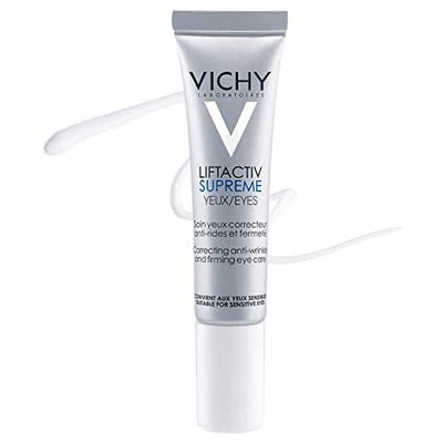 Vichy LiftActiv Supreme Anti Wrinkle Eye Cream, Firming Eye Cream with Caffeine for Dark Circles & Puffiness, Ophthalmologist Tested, 0.51 Fl Oz (Pack of 1)