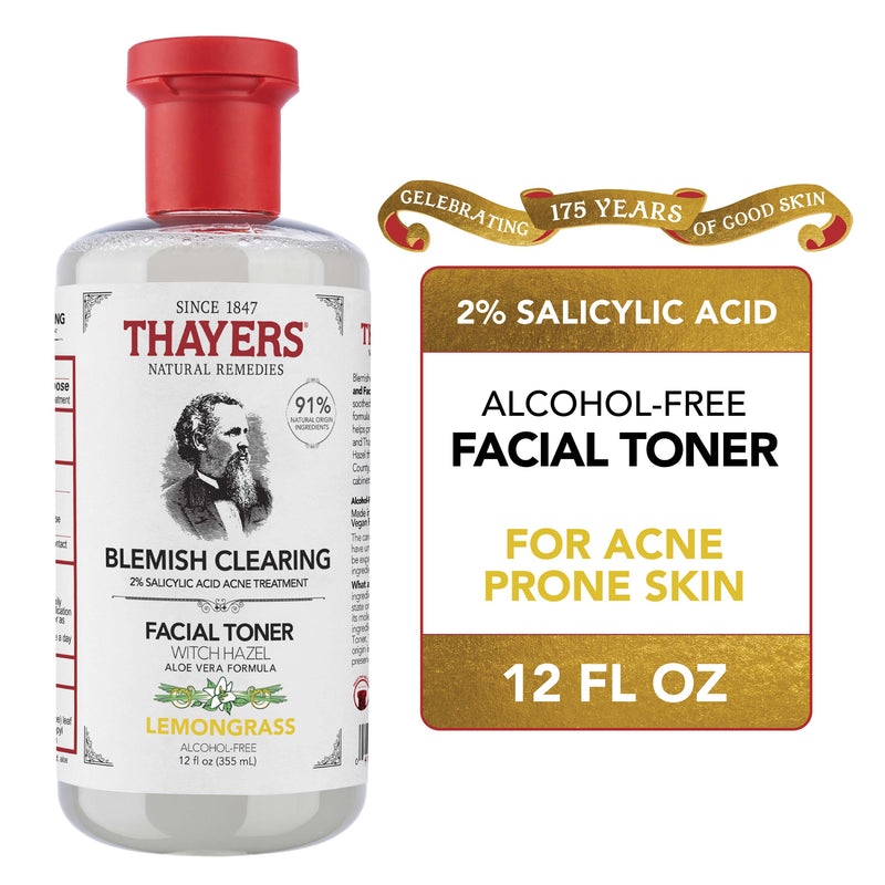 Thayers Blemish Clearing Salicylic Acid and Witch Hazel Acne Face Toner, 12 fl oz