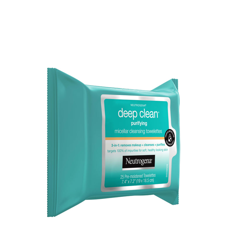 Neutrogena Deep Clean Micellar Cleansing Makeup Remover Wipes, 25 Count