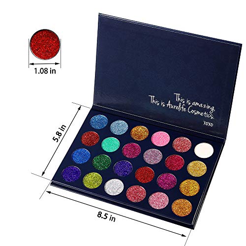 Aolailiya 24 Color Pressed Glitter Eyeshadow Palette - Mineral Ultra Shimmer Makeup Palette Eye Shadow Powder Long Lasting Waterproof