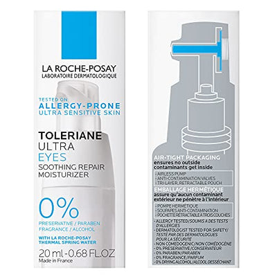 La Roche-Posay Toleriane Ultra Eye Cream Soothing Repair Moisturizer, Soothes and Comforts Sensitive Skin, Allergy Tested, Fragrance Free, Alcohol Free