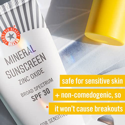 First Aid Beauty Mineral Sunscreen – Zinc Oxide, Broad Spectrum, SPF 30 – Sun Protection with no White Cast – 1.7 oz