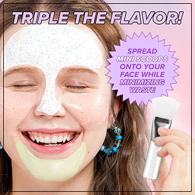 I DEW CARE Mini Scoops Wash Off Face Mask Skin Care Trio + Soft Silicone Face Mask Brush Bundle