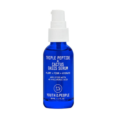 Youth To The People Travel Size Triple Peptide + Cactus Oasis Serum - 4D Hyaluronic Acid Hydrating Serum + Skin Firming Peptides for Face & Malachite Minerals - Face Tightening Facial Serum (0.27 oz)