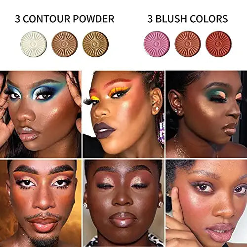 Blush Highlighter Palette, DE’LANCI 6 Color Blushes Highlighter Bronzer Makeup Palette