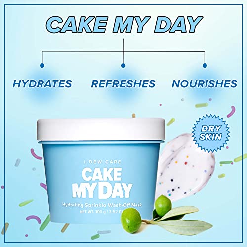 I DEW CARE Cake My Day Wash Off Facial Mask + Soft Silicone Face Mask Brush Applicator Bundle